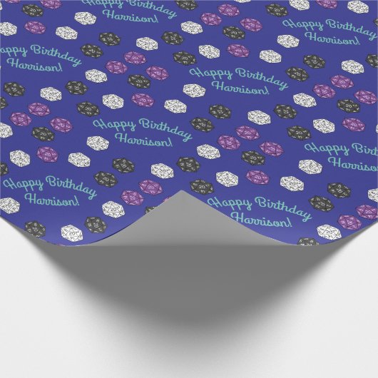 20 Sided Dice DND Games Kids Birthday Party Cadeaupapier (Hoek)