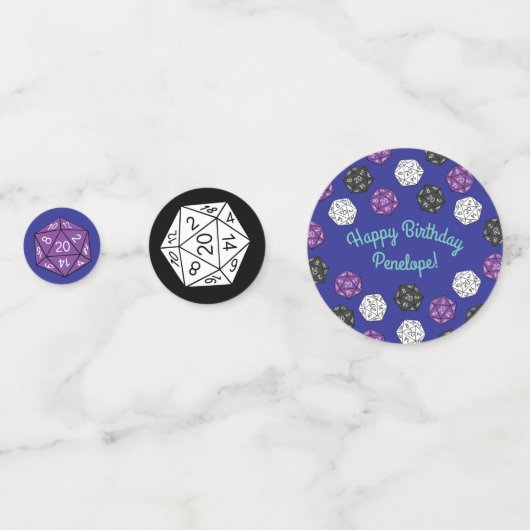 20 Sided Dice DND Games Kids Birthday Party Confetti (Achterkanten)