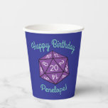 20 Sided Dice DND Games Kids Birthday Party Papieren Bekers<br><div class="desc">Deze schattige, kleurrijke, schattige 20-zijdige DDND-spelletjes verjaardagsfeestjes zijn perfect voor een kerkers en draken, die het thema van het spelletje van kinderen tijdens hun verjaardag vieren! Pas de tekst aan om ze zelf te maken. Het moderne uiterlijk en gevoel is de perfecte manier om je kleine te vieren die graag...</div>