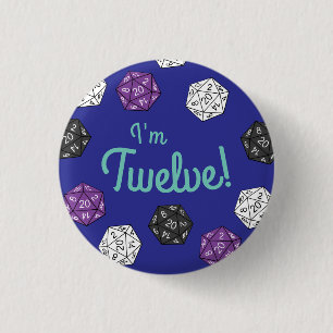 20 Sided Dice DND Games Kids Birthday Party Ronde Button 3,2 Cm