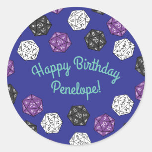 20 Sided Dice DND Games Kids Birthday Party Ronde Sticker