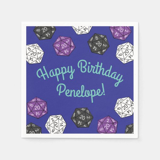 20 Sided Dice DND Games Kids Birthday Party Servet (Voorkant)