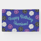 20 Sided Dice DND Games Kids Birthday Party Spandoek (Horizontaal)