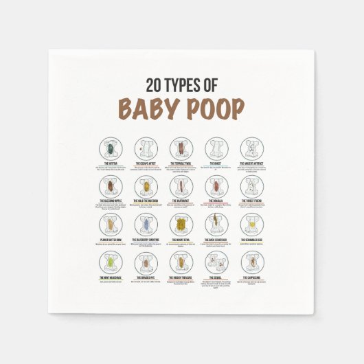 20 soorten Baby-poep (50) Papieren servetten (Voorkant)
