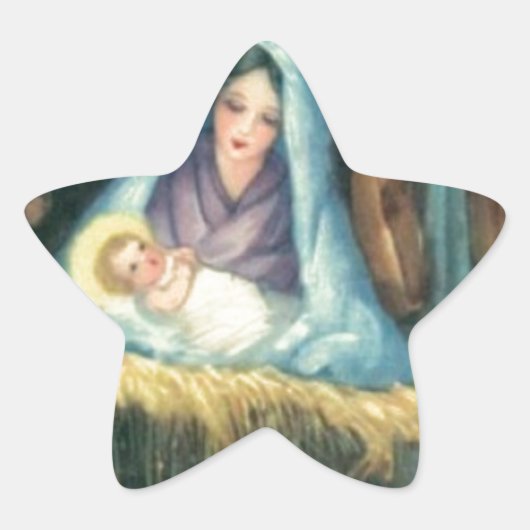 20 Sterstickers Maria en Jezus Ster Sticker (Voorkant)