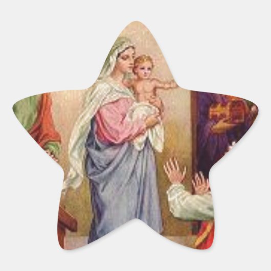 20 Sterstickers Maria en Jezus Ster Sticker (Voorkant)