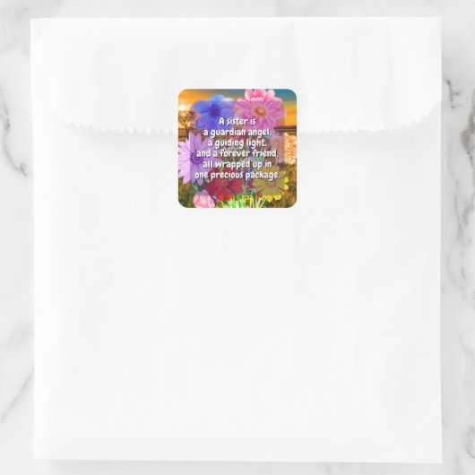 (20 stks) Elegante Bloemen & Zuster Quote | bijzon Vierkante Sticker (Tas)