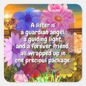(20 stks) Elegante Bloemen & Zuster Quote | bijzon Vierkante Sticker (Voorkant)