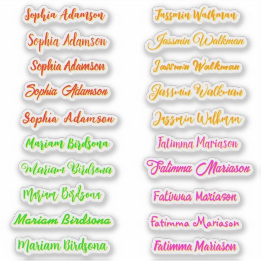 20 stks Elegante Script Namen voor Meisjes, Stijlv Sticker (Voorkant)