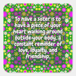 (20 stks) Special Sister Quotes | Elegante bloem Vierkante Sticker