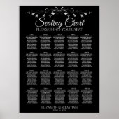 20 Tabel Elegant Black Wedding Seating Chart Poster (Voorkant)