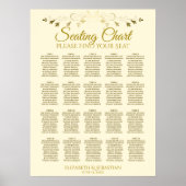 20 Tabel Elegant Gold Cream Wedding Seating Chart Poster (Voorkant)