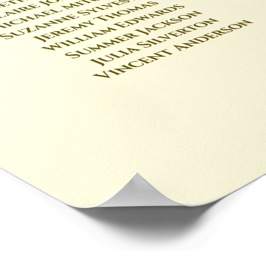 20 Tabel Elegant Gold Cream Wedding Seating Chart Poster (Hoek)