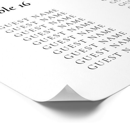 20 Tabelscript (zwart-wit) Poster (Hoek)