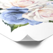 20 Tafel Blauw Wit Rose Bloemen Zitting Grafiek Poster (Hoek)