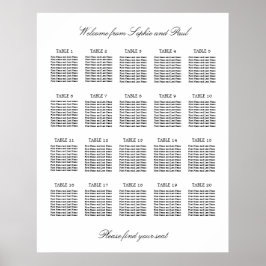 20 Tafel Elegante Minimalistische Zitplaatskaart Poster