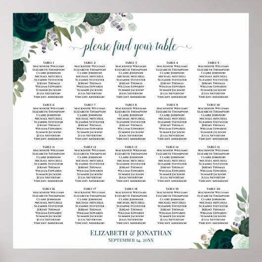 20 tafel Emerald Boho bloemige trouw zitplaats cha Poster (Voorkant)