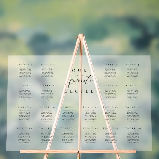 20 tafel Frosted Acryl Zitting Grafiek Bord (Neutraal)
