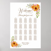 20 Tafel Geel Roze Trouw Stoelenkaart Poster (Voorkant)