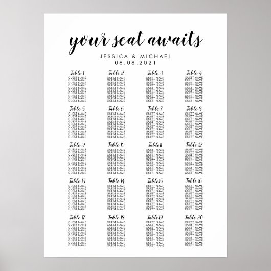 20 Tafel graafkaart voor grote weddenschappen Poster (Voorkant)