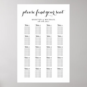 20 Tafel Grote Trouwgast Stoelen Chart Poster