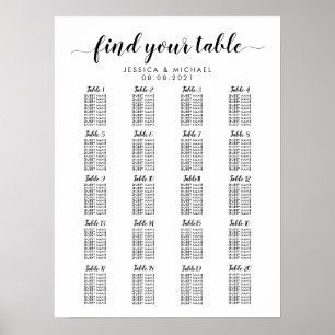 20 Tafel Grote Trouwgast Stoelen Chart Poster