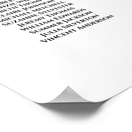 20 Tafel Ivory White Roses Wedding Seating Chart Poster (Hoek)