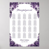 20 Tafel Paarse Bloem Bruiloftstoelindeling Poster (Voorkant)