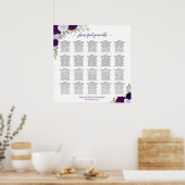 20 Tafel Paarse Boho Bloemige Trouw Zittijd Chart Poster (Keuken)