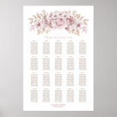 20 Tafel Roze Bloem Bruiloftstoelindeling Poster (Voorkant)