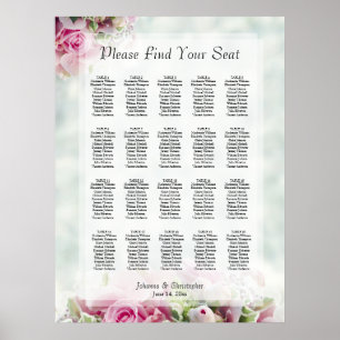 20 Tafel roze rozen weddenschappen Poster