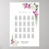 20 Tafel Roze Witte Roos Bloemen Zitting Grafiek Poster (Voorkant)