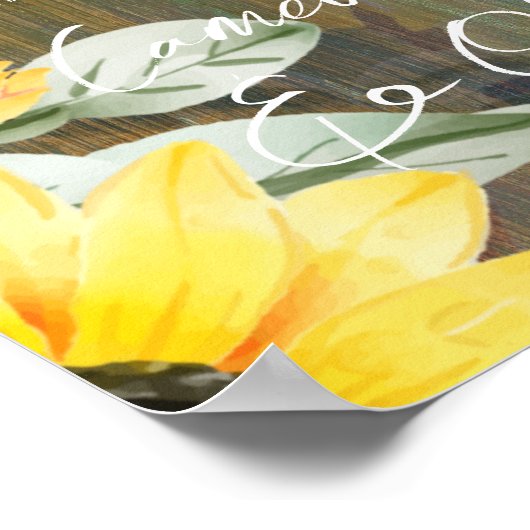 20 Tafel Rustiek Hout ZONNEBLOEMEN FOTO ZITTING Poster (Hoek)