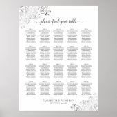 20 Tafel Silver Frills Wedding Seating Chart White Poster (Voorkant)