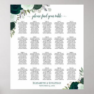 20 Tafel Smaragd Boho Bloemen Bruiloft Zitkaarten Poster
