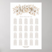 20 Tafel Wit Bloemen Bruiloft Zitkaarten Poster (Voorkant)