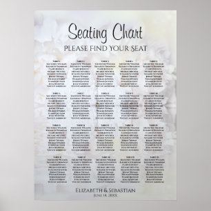 20 Tafel witte reflecties Wedding Seating Chart Poster