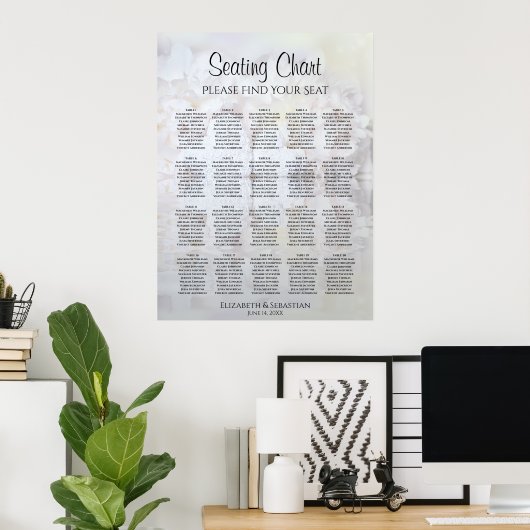 20 Tafel witte reflecties Wedding Seating Chart Poster (Thuiskantoor)
