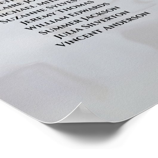 20 Tafel witte reflecties Wedding Seating Chart Poster (Hoek)