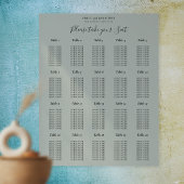 20 Tafel Zitplaats Chart Sage Groene Poster