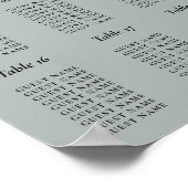 20 Tafel Zitplaats Chart Sage Groene Poster (Hoek)