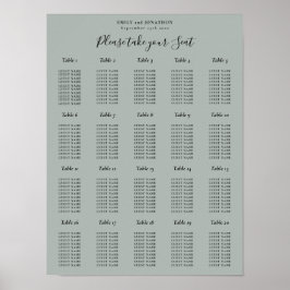 20 Tafel Zitplaats Chart Sage Groene Poster