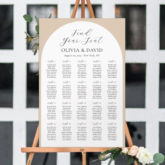 20 Tafels Beige Arch Vind uw zitplaatskaart Poster