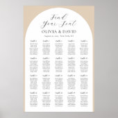 20 Tafels Beige Arch Vind uw zitplaatskaart Poster (Voorkant)