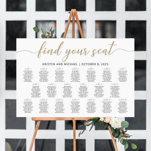 20 Tafels Vind je stoel zitplaatsindeling plan Poster