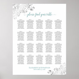 20 Tafelvriendelijk weddenschap Wit en Blauwgroen Poster