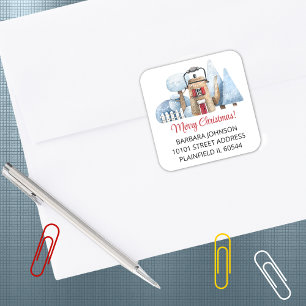 20 Thee Kettle Home Kerstmis 1.5" Adres Retour Vierkante Sticker