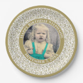 20 Uw foto Willekeurige nummerpatroon Goud/Wit Papieren Bordje (Voorkant)