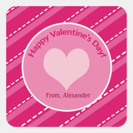 20 Valentijnsdag Harten op het Dashes-plein Sticke Vierkante Sticker (Voorkant)