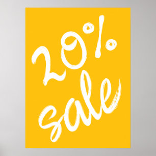 20% Verkoopteken, 18x24 Geel Verkoop Poster
